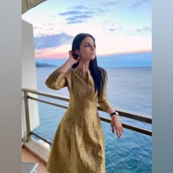 ♡$3,900 OSCAR DE LA RENTA GORGEOUS SILK LINED RUNWAY DRESS US 10 - Picture 7 of 9